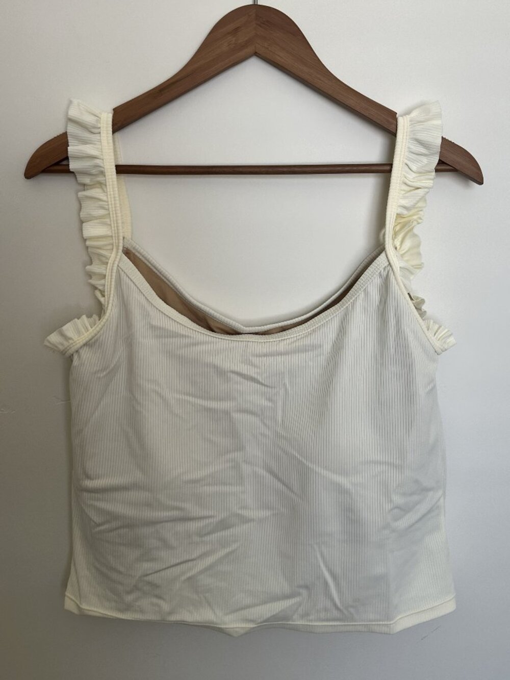 Cream Ribbed Ruffle Bikini